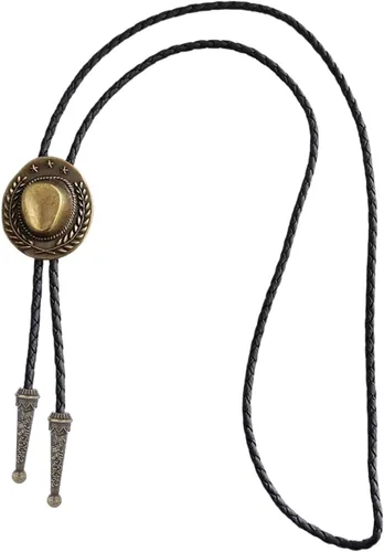 Vista 173 de Jeilwiy Corbata de bolo para hombre, corbata de vaquero occidental, collar de corbata de bolo dorado, corbata de cuero, corbata de Halloween