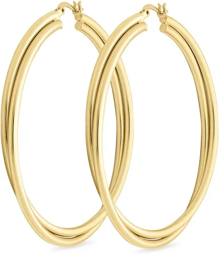 Vista 17 de Milla Crossover Twisted Hoop Earrings for Women – Hypoallergenic Silver or Gold Statement Hoops – Lightweight & Easy to Wear