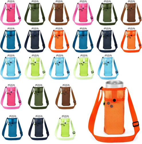 Vista 8 de 8 soportes para botellas con malla de correa, 7.4 x 3.5 pulgadas, colores Colores brillantes