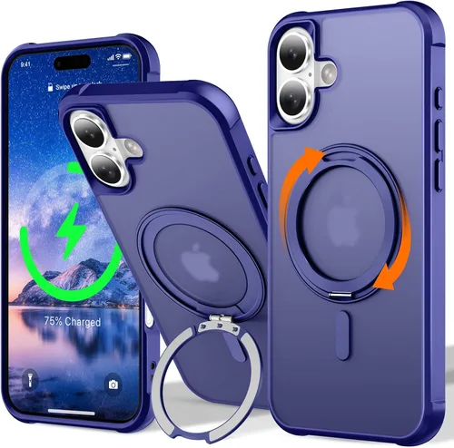 Vista 100 de UMIONE - Funda con diseño de anillo magnético giratorio de 360° para iPhone 11, soporte de bucle invisible integrado, compatible con Magsafe, funda