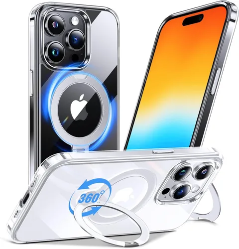Vista 19 de Anqrp Funda transparente con función atril magnética con junta tórica para iPhone 12/12 Pro, compatible con Mag-Safe, de grado militar, reforzada