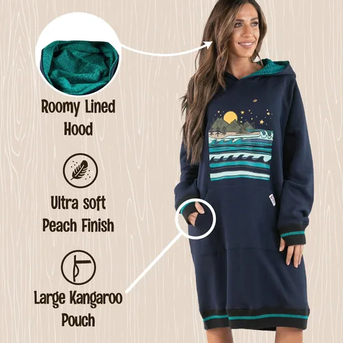Vista 6 de Lazy One Sudadera con capucha de gran tamaño ropa de dormir cómoda