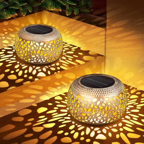 Vista 12 de Farol solar para decoración de patio al aire libre: faroles solares para exteriores, impermeables, ahuecados, retro, metal, alimentados por energía