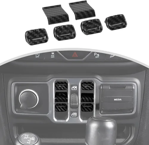 Vista 12 de Cherocar 4 piezas de cubierta de botón de interruptor de ventana Accesorios interiores para Jeep Wrangler JL JLU y Gladiator JT 2018-2026