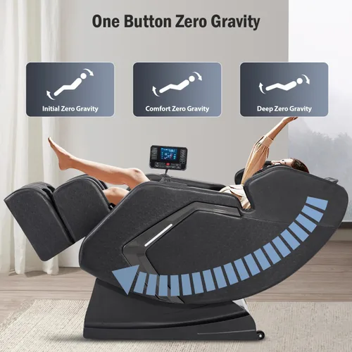 Vista 2 de Silla de masaje de cuerpo completo de gravedad cero 2026, 8 rodillos shiatsu fijos, calentamiento de cintura, compresión de aire y rodillos de pie