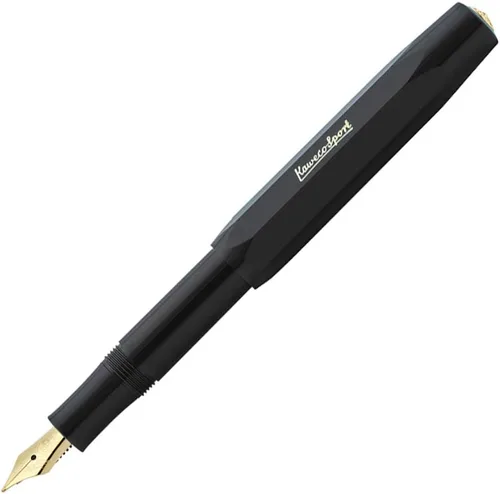 Vista 3 de Kaweco Pluma Estilográfica Sport Classic Negro, Punta Fina Deporte Octogonal Clip Oro.