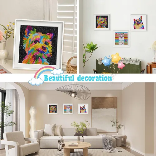 Vista 5 de UiSdfuy Kits de arte de diamantes para niños, artes y manualidades de 8, 9, 10, 11 y 12 años, arte de diamantes para niños, arte de gemas paquete