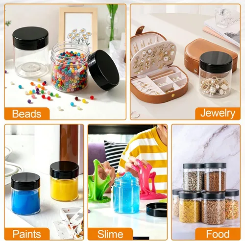 Vista 12 de 60 Pack 4 Oz Plastic Jars with Lids Labels, Cosmetic Jars, Slime Containers
