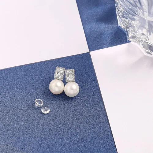 Vista 54 de Aretes colgantes de plata de ley 925 seleccionados a mano AAA+ de 7.5 a 0.315 in con perlas cultivadas de agua dulce blancas para mujer
