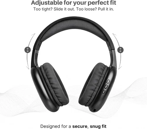 Vista 5 de iJoy - Auriculares ultra inalámbricos con micrófono, auriculares Bluetooth inalámbricos recargables sobre la oreja con 10 horas de reproducción