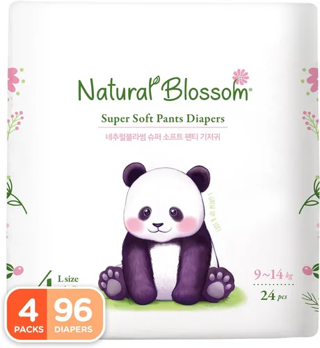 Vista 7 de Natural Blossom Pañales para bebé Ultradelgados, hipoalergénicos, súper suaves, veganos, talla 4 (2T-3T, 20-31 libras) 96