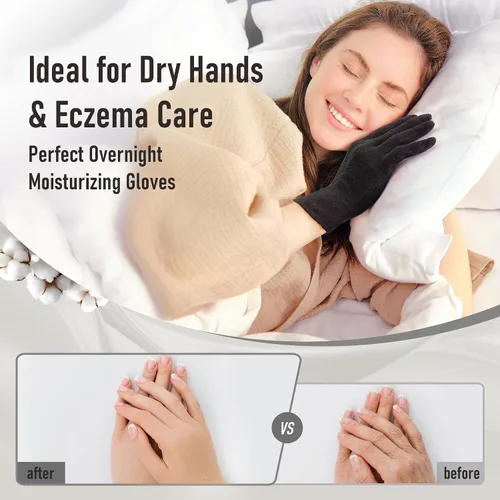Vista 3 de COOLJOB 6 Pairs Cotton Moisturizing Gloves for Dry Hands & Eczema, Black S 100% Natural Cotton, Overnight Moisture Care, Multiple Everyday Uses