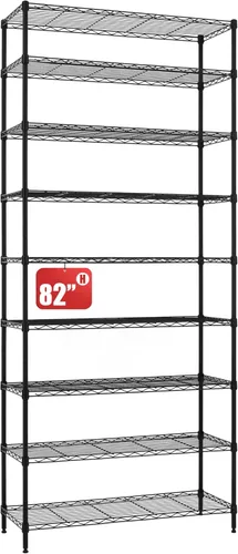Vista 8 de Finnhomy Estantería de alambre de 8 niveles, estantería ajustable de alambre de acero, 14 x 36 x 80 pulgadas, 8 estantes de almacenamiento de metal
