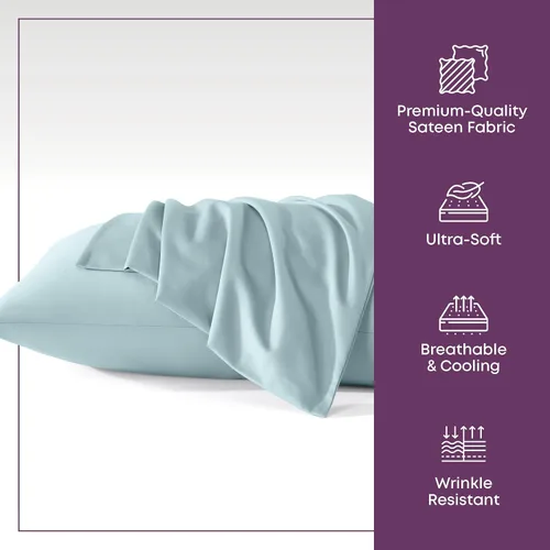Vista 2 de CirclesHome Fundas de almohada de tamaño estándar, fundas de almohada de mezcla de algodón satinado, fundas de almohada suaves y cómodas, protegen