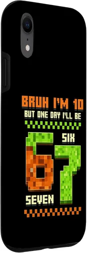 Vista 3 de Bruh I'm 10 But One-Day I'll Be 67 Retro 10th Birthday Kids Case for iPhone XR