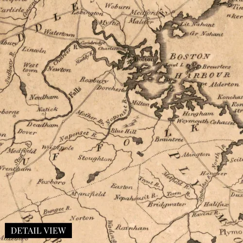 Vista 2 de HISTORIX Vintage 1796 Map of Massachusetts - Arte de pared vintage de 18 x 24 pulgadas - Mapa de Massachusetts