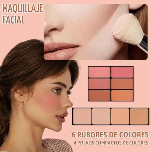 Vista 5 de Joyeee Juego de regalo de maquillaje todo en uno, kit completo para mujer, kit completo con bolsa de maquillaje, corrector, lápiz labial, rubor Negro