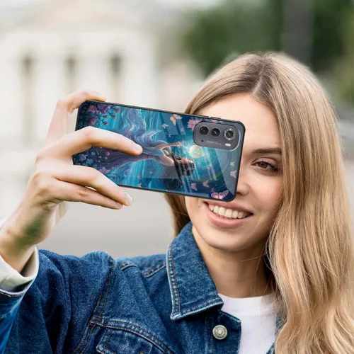 Vista 323 de Funda para Motorola Moto Edge 2022, cubierta trasera de vidrio templado con protector de pantalla, funda protectora a prueba de golpes para Motorola
