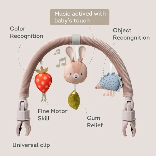 Vista 7 de Taf Toys Arco Ideal para lactantes y niños pequeños, se adapta a cochecito y carriola, arco de actividad con juguetes fascinantes, estimula