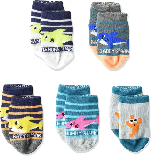 Vista 3 de Nickelodeon baby-boys Baby Shark 5 Pack Shorty Socks