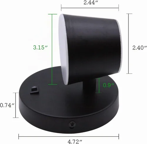 Vista 3 de Luz de Lectura de Cama LED para RV con Interruptor - Paquete de 2, Aplique de Pared para Tocador de 12V para RV con Rotación de 350°, Acabado