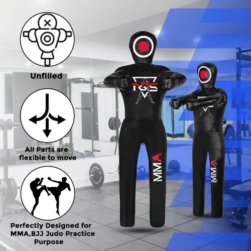 Vista 4 de PGS Grappling Dummy - Socio de entrenamiento de lucha libre sin relleno, BJJ, MMA, judo y karate, saco de boxeo de vinilo duradero para práctica