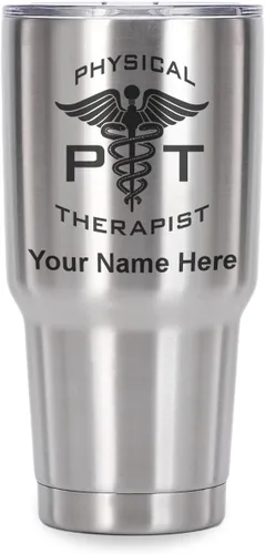 Vista 22 de LaserGram PT Physical Therapeut, vaso aislado al vacío de 20 onzas, grabado personalizado incluido (negro)