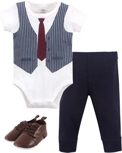 Vista 49 de Little Treasure - Conjunto unisex de mameluco de algodón, pantalón y zapatos para bebé Collar de ancla