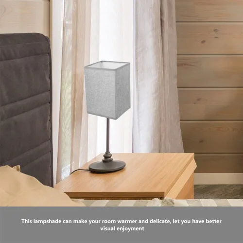 Vista 3 de Didiseaon 2 piezas de cubierta de lámpara de lino moderna, pantalla gris desmontable para mesita de noche de pared y lámparas de pie, fácil