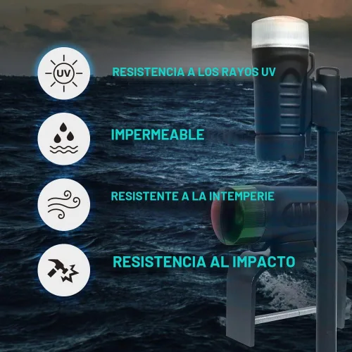Vista 2 de Luz de navegación portátil con batería para embarcación - Proa y popa para pontón y embarcación pequeña (negro)