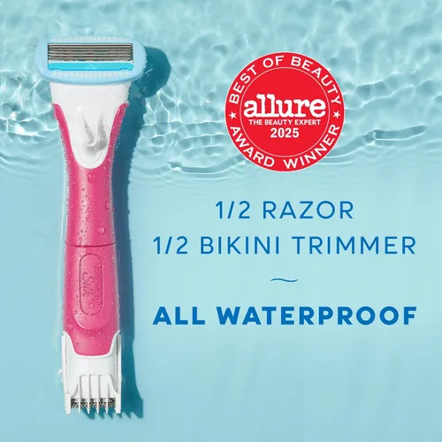 Vista 2 de Afeitadora Schick Hydro Silk TrimStyle con recortadora de bikini para mujeres Afeitadora de bikini 2 en 1 para mujeres y recortadora para vello