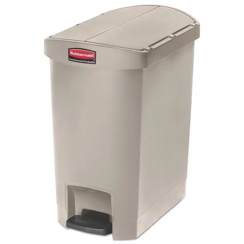 Vista 28 de Rubbermaid Commercial Products - Bote de basura Streamline Slim con pedal Papelera de plástico, 4 galones (15 litros), color rojo, con manos