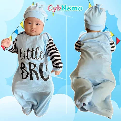 Vista 7 de Conjunto de regalo para bebé recién nacido camisón de manga larga a rayas para bebé