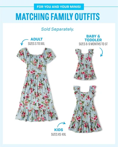 Vista 3 de The Children's Place girls Mommy And Me Floral Tiered Dress