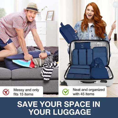 Vista 6 de Cubos de embalaje para maletas, cubos de embalaje con bolsa de zapatos, bolsa de cosméticos, bolsa de ropa, bolsas de accesorios, cubos de embalaje