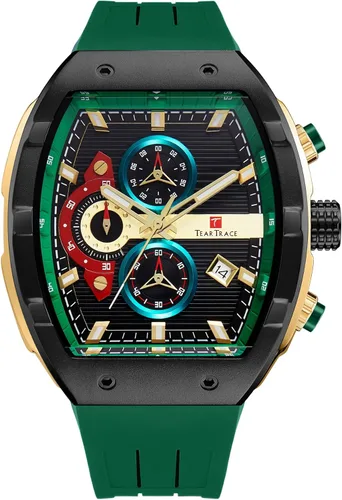 Vista 13 de Watches for Men Original Analog Quartz Waterproof Sport Mens Watches Tonneau Chronograph Luminous Fashion Unique Casual Watch with Silicone Strap