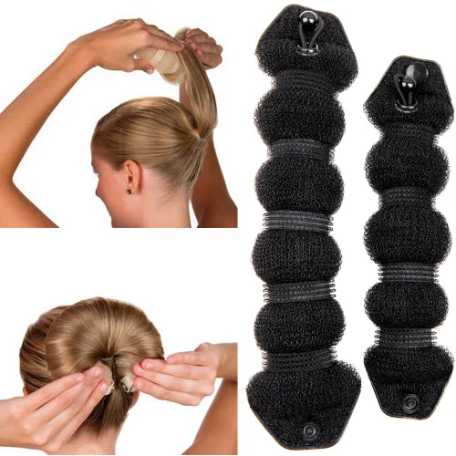 Vista 3 de Goldrose Accesorio de peluquería de belleza, 2 piezas para hacer moños y rizadores en tamaño pequeño y grande (negro)