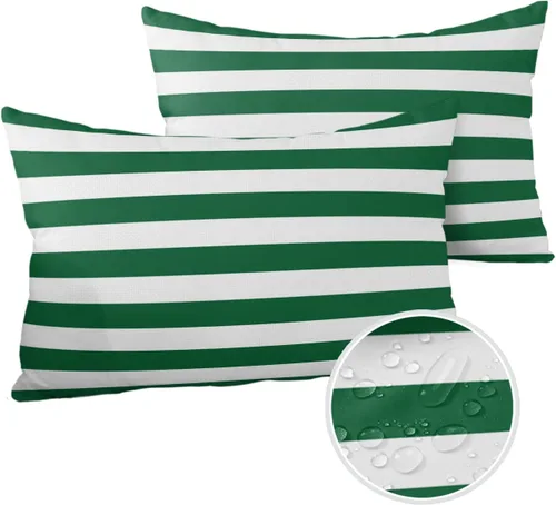 Vista 11 de Fundas de almohada de exterior impermeables de 16 x 16 pulgadas, fundas de almohada de poliéster con rayas blancas y negras, fundas decorativas