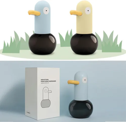 Vista 7 de Lindo dispensador de jabón – Dispensador automático de jabón de espuma de paloma para niños, baño, cocina, escuela, dispensadores de detergente