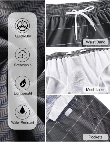 Vista 4 de unitop Bañador para hombre de secado rápido de verano a rayas con forro