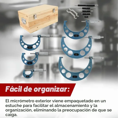 Vista 6 de findmall - Juego de micrómetros exteriores de 0-6", 0-1", 1-2", 2-3", 3-4