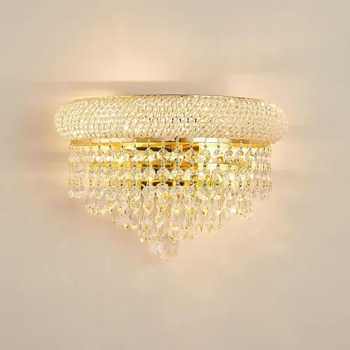 Vista 8 de Prismas de carámbano de cristal con 2 luces, aplique de pared para sala de estar, comedor, baño, espejo de tocador, pasillo, dormitorio, armario