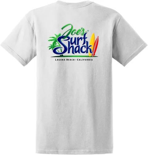 Vista 15 de Joe's Surf Shop - Camisetas de algodón pesado con gráficos en tamaño regular, grande y alto Logotipo de Longboard Ash / Sand