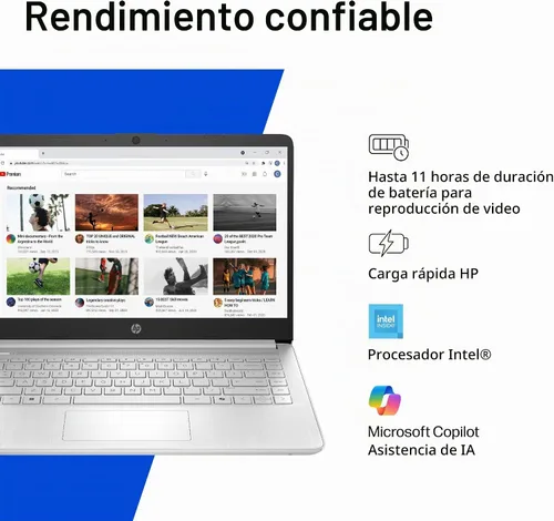 Vista 5 de HP Laptop Essential 2026, procesador Intel, almacenamiento de 128 GB Plateado natural