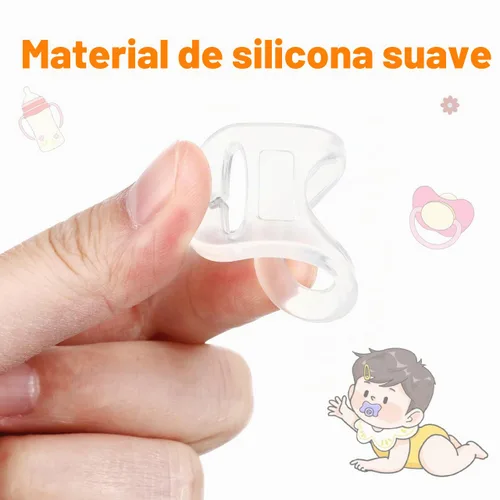 Vista 4 de 10 anillos adaptadores de silicona para bebés y clip compatibles con MAM (suave y transparente)