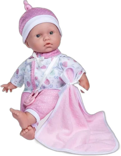Vista 5 de La Baby Hispanic - Muñeca bebé hispana de cuerpo suave pequeño de 11 pulgadas JC Toys - La Baby Lavable Traje floral rosa extraíble con Mono