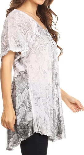Vista 4 de Sakkas Maliky - Blusa con cuello de corsé ancho y bordado floral