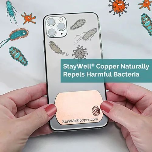 Vista 2 de StayWell Placa de cobre puro, accesorio de salud y bienestar para tableta o teléfono celular (dos tamaños a elegir)
