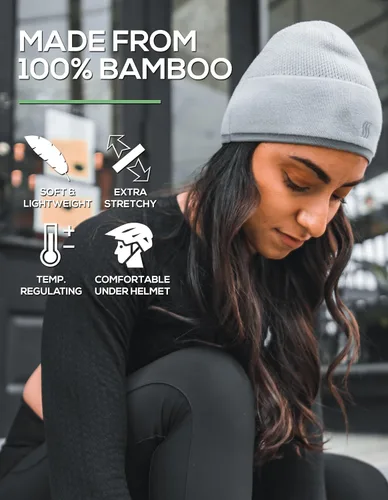 Vista 2 de SAAKA Gorro de bambú. Suave y ligero. Correr, deportes de nieve. Gorra de calavera para hombres y mujeres