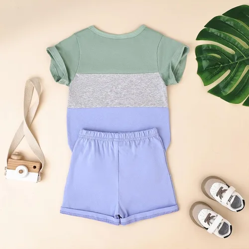 Vista 72 de Ropa para bebé niño pequeño, trajes de verano de manga corta, camiseta de retazos y pantalón con bolsillo, conjunto de 2 piezas, 12 meses a 4 años